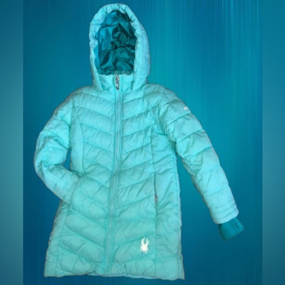 Spyder brand, Girls’ long chevron puffer coat sz xs 5/6 - Picture 1 of 5